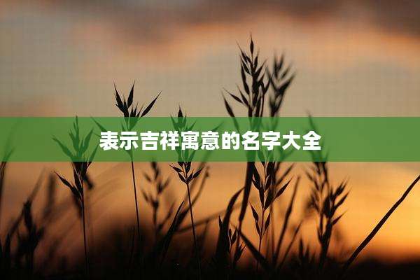 表示吉祥寓意的名字大全