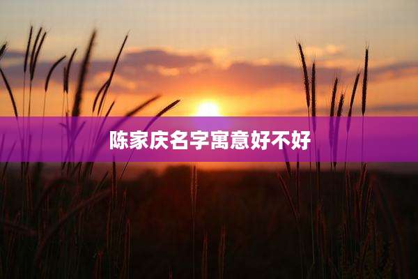 陈家庆名字寓意好不好