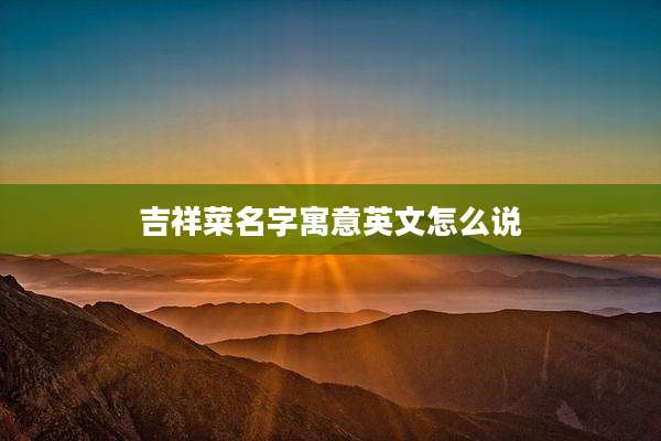 吉祥菜名字寓意英文怎么说