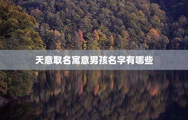 天意取名寓意男孩名字有哪些