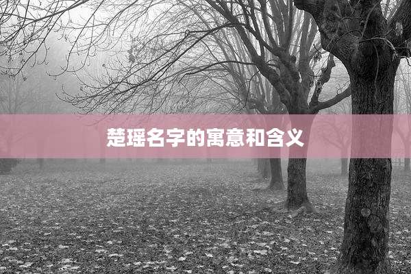 楚瑶名字的寓意和含义