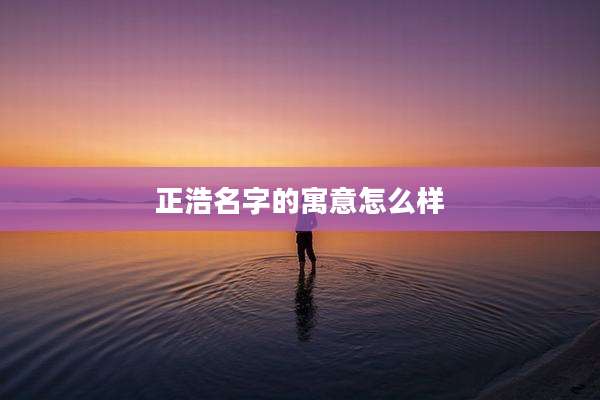 正浩名字的寓意怎么样