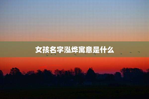 女孩名字泓烨寓意是什么