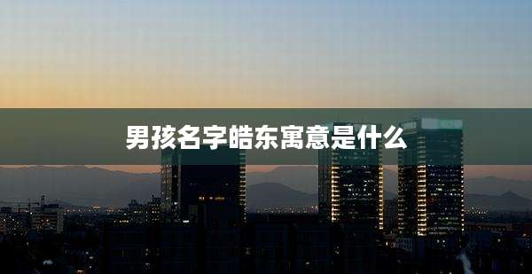 男孩名字皓东寓意是什么