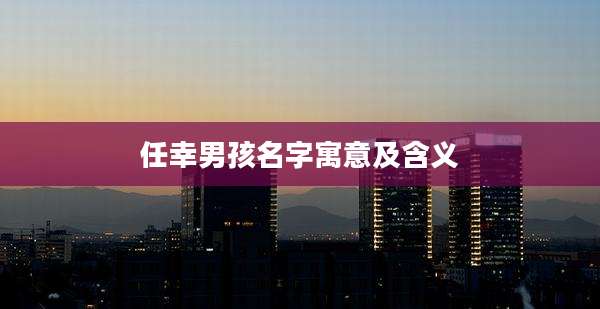 任幸男孩名字寓意及含义