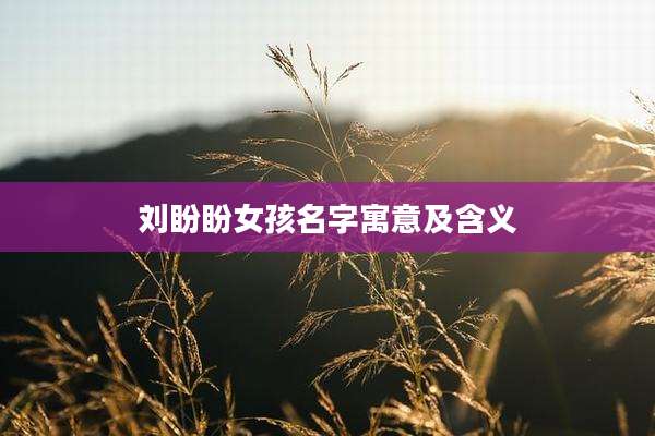刘盼盼女孩名字寓意及含义
