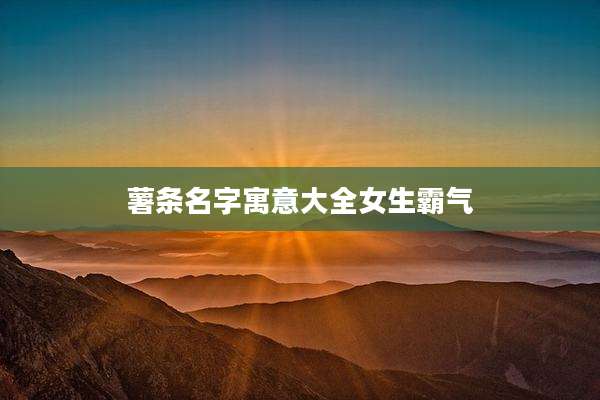 薯条名字寓意大全女生霸气