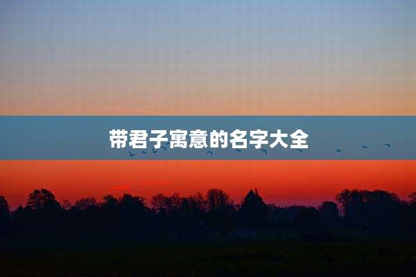 带君子寓意的名字大全