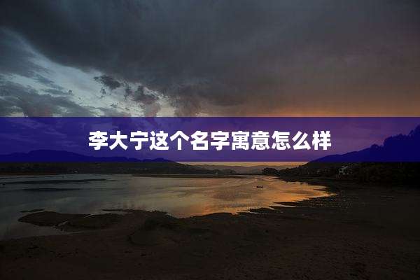 李大宁这个名字寓意怎么样