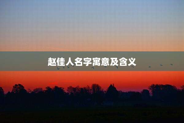 赵佳人名字寓意及含义