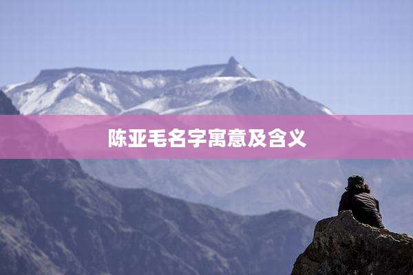 陈亚毛名字寓意及含义