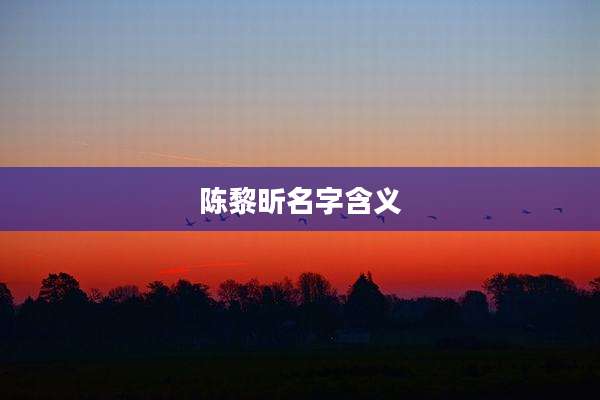 陈黎昕名字含义