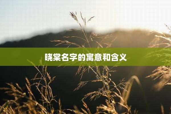 晓棠名字的寓意和含义