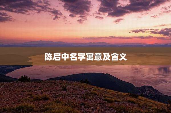 陈启中名字寓意及含义
