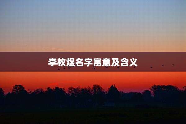李枚煜名字寓意及含义