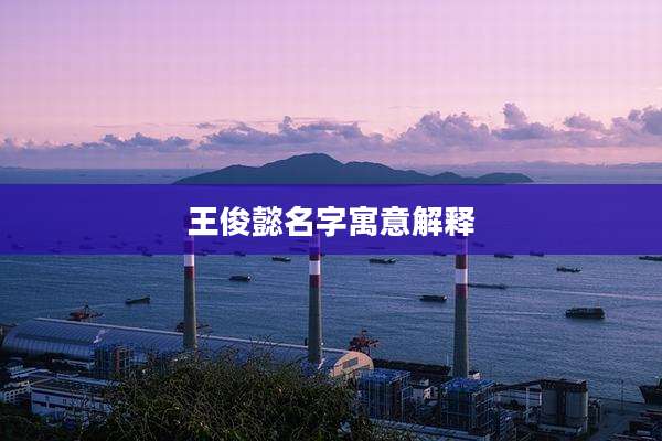 王俊懿名字寓意解释