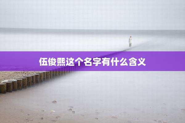 伍俊熙这个名字有什么含义