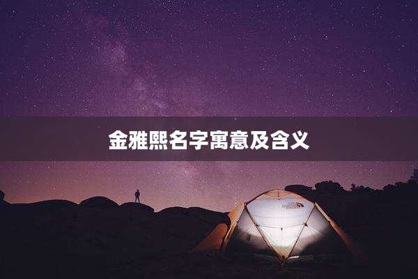 金雅熙名字寓意及含义