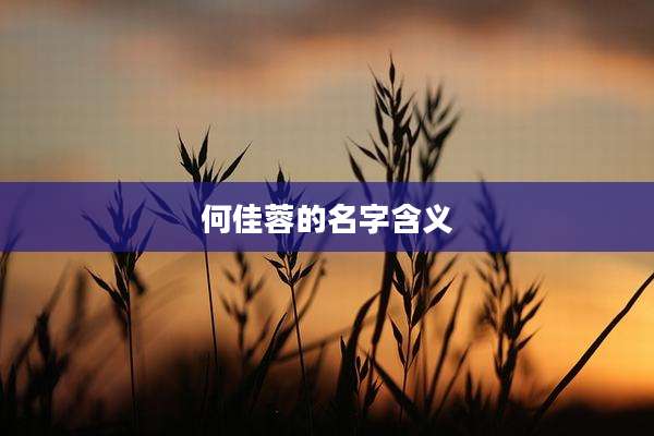 何佳蓉的名字含义
