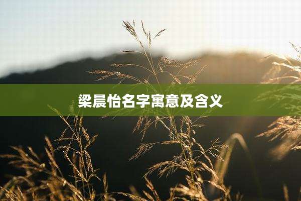 梁晨怡名字寓意及含义