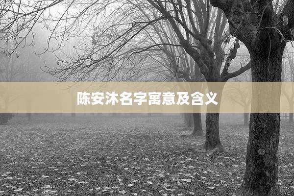 陈安沐名字寓意及含义