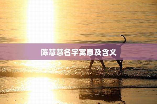 陈慧慧名字寓意及含义