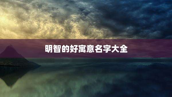 明智的好寓意名字大全