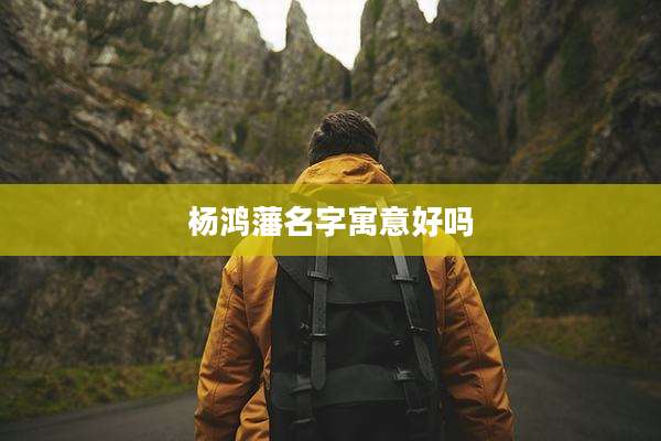 杨鸿藩名字寓意好吗