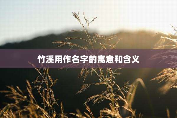 竹溪用作名字的寓意和含义