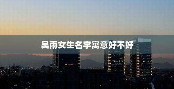 吴雨女生名字寓意好不好