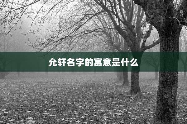 允轩名字的寓意是什么