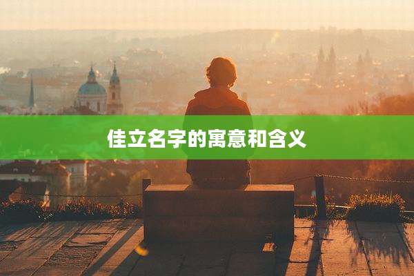 佳立名字的寓意和含义