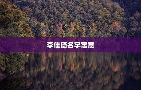 李佳琦名字寓意