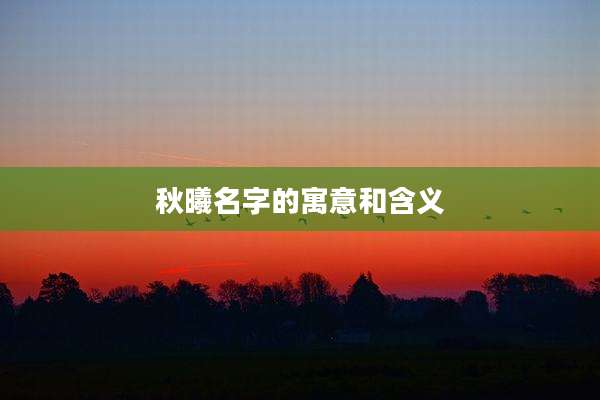 秋曦名字的寓意和含义