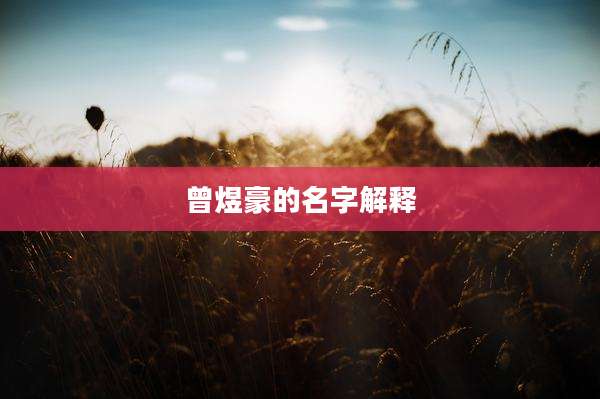 曾煜豪的名字解释