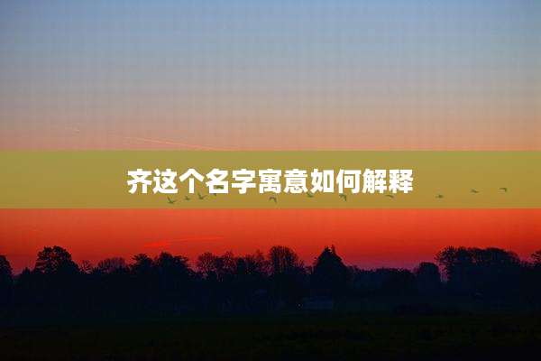 齐这个名字寓意如何解释