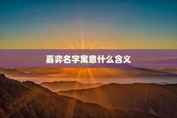 嘉弈名字寓意什么含义
