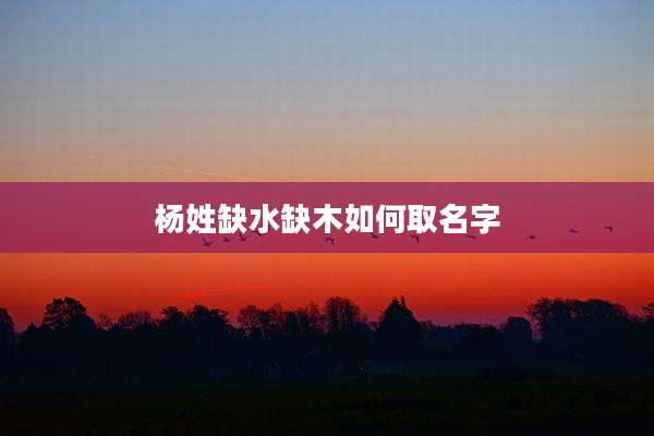 杨姓缺水缺木如何取名字