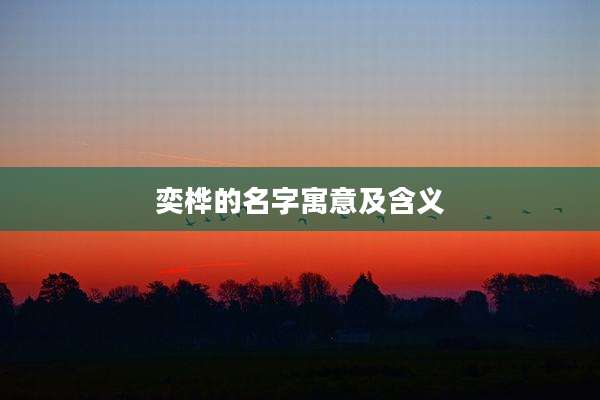 奕桦的名字寓意及含义