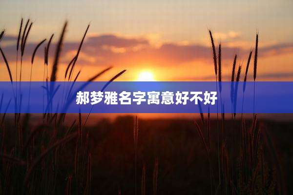郝梦雅名字寓意好不好