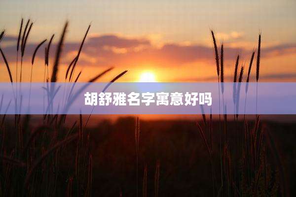 胡舒雅名字寓意好吗