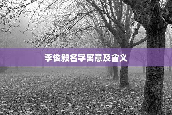李俊毅名字寓意及含义