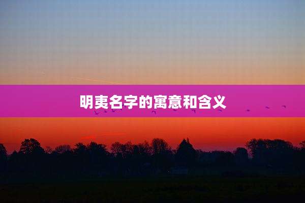 明夷名字的寓意和含义