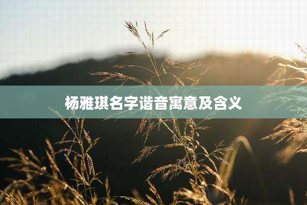 杨雅琪名字谐音寓意及含义
