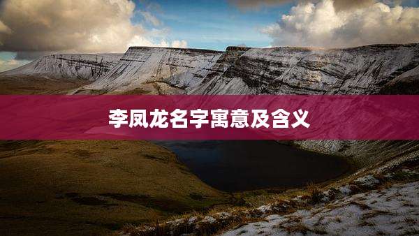 李凤龙名字寓意及含义