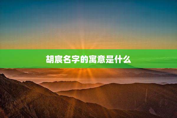 胡宸名字的寓意是什么