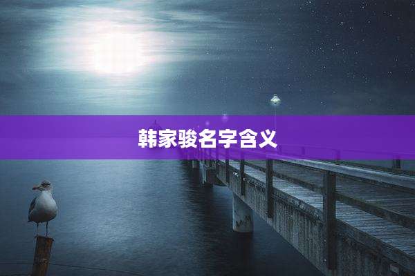 韩家骏名字含义