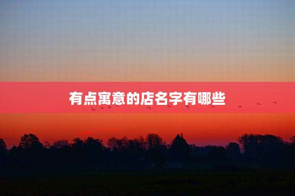 有点寓意的店名字有哪些