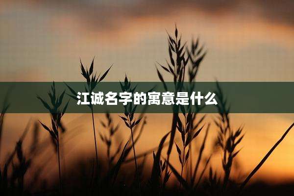 江诚名字的寓意是什么