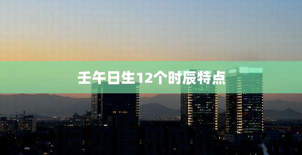 壬午日生12个时辰特点